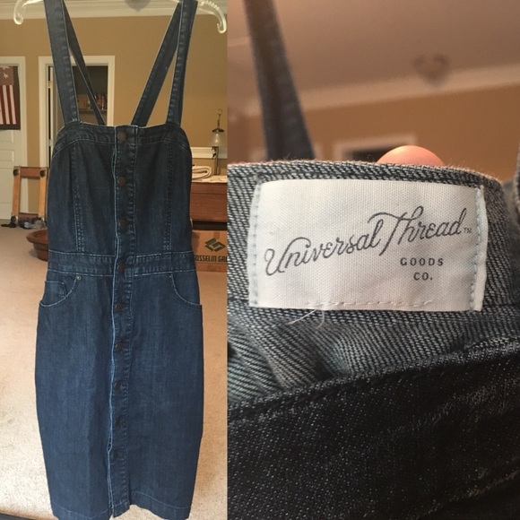 dark denim overall dress